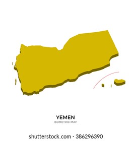 Isometric map of Yemen detailed vector illustration. Isolated 3D isometric country concept for infographic