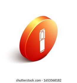 Isometric Marker pen icon isolated on white background. Orange circle button. Vector Illustration