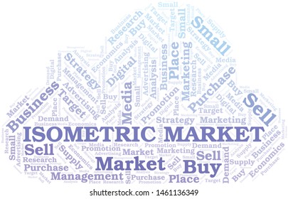 Isometric Market word cloud. Vector made with text only