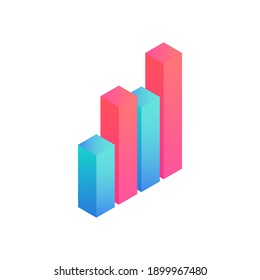 Isometric marketing graphs icon, data visualization element. 3d Business, financial infographics chart. Vector Illustration for Web, presentation, apps
