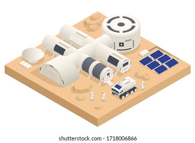 Isometric Mars Colonization, Biological terraforming, Paraterraforming, Adapting humans on Mars. Astronautics, space technology. Communication Center with Residential Compartments, Base Infrastructure