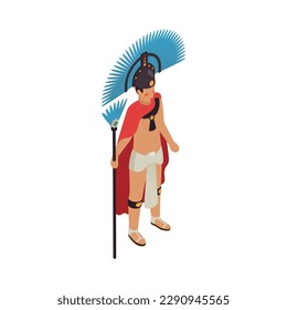 Isometric mayan man character on white background 3d vector illustration