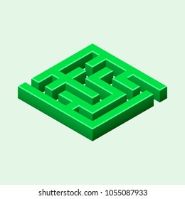 Isometric maze, labyrinth for business concept, infographic template. Vector isolated illustration.