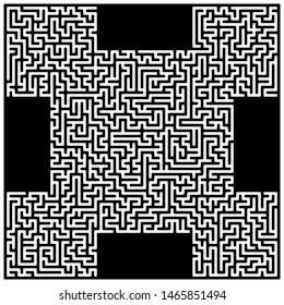 Isometric maze, labyrinth solution concept vector illustration.