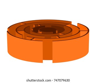 Isometric maze with shadows on white background. Circular labyrinth