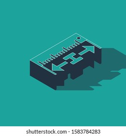 Isometric The measuring height and length icon isolated on green background. Ruler, straightedge, scale symbol.  Vector Illustration