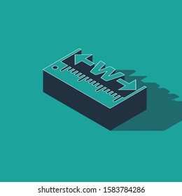 Isometric The measuring height and length icon isolated on green background. Ruler, straightedge, scale symbol.  Vector Illustration