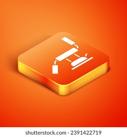 Isometric Medical dental chair icon isolated on orange background. Dentist chair.  Vector Illustration