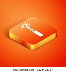 Isometric Medical otoscope tool icon isolated on orange background. Medical instrument.  Vector Illustration