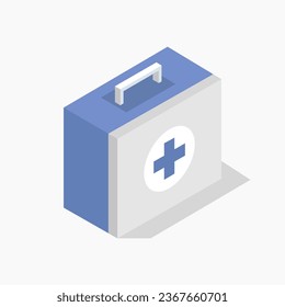 Isometric medical suitcase illustrated in vector