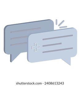 Isometric medicine message icon isolated on white background for medical websites, chats, messengers. Vector illustration
