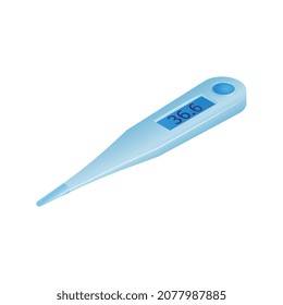 Composición de farmacia de medicina isométrica con imagen aislada del termómetro electrónico sobre ilustración vectorial de fondo en blanco