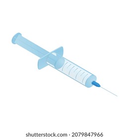 Isometric medicine pharmacy composition with isolated image of syringe on blank background vector illustration