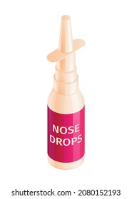 Isometric medicine pharmacy composition with isolated image of nose drops on blank background vector illustration