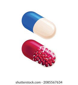 Isometric medicine pharmacy composition with isolated image of pills in capsules on blank background vector illustration