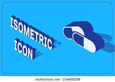 Isometric Medicine pill or tablet icon isolated on blue background. Capsule pill and drug sign. Pharmacy design.  Vector Illustration