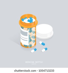 Isometric Medicine Pills Bottle