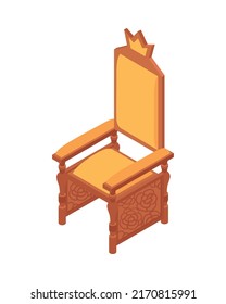 Isometric medieval castle royal hall interior composition with isolated interior element on blank background vector illustration