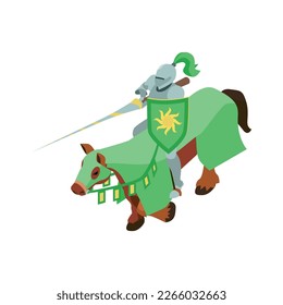 Isometric medieval fairytale legend composition with isolated fictional character on blank background vector illustration