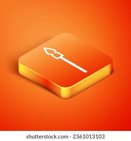 Isometric Medieval spear icon isolated on orange background. Medieval weapon.  Vector
