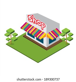 Isometric Medium Shop, Isolated Vector shop