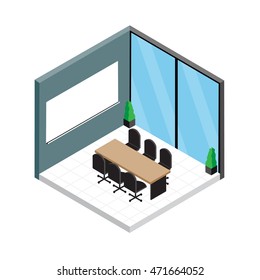 Isometric meeting room vector design.