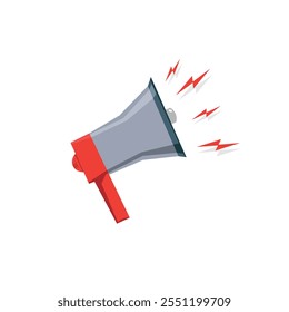 Isometric megaphone icon with a clean and modern design. Used for broadcasting, public speaking, or a warning tool in marketing campaigns and promotional media