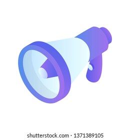 Isometric megaphone, speaker, broadcast. Isolated on white background. Isometric vector illustration.