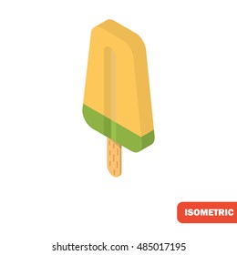 Isometric melon fruit ice with stick icon on white background. Modern isometric concept