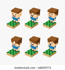 Isometric Men Avatar Illustration Set