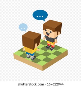 Isometric Men Chat Avatar Illustration