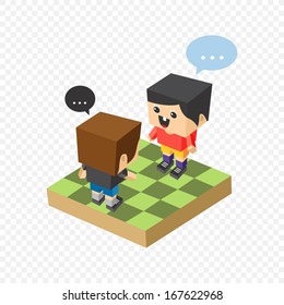 Isometric Men Chat Avatar Illustration