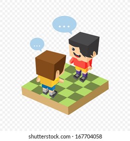 Isometric Men Chat Avatar Illustration