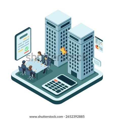 Isometric Mergers and Acquisitions Agreement Negotiation with Contract Document. Mergers and Acquisitions Agreement Negotiation Concept