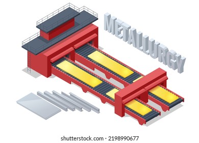 Isometric Metal Industry Plant. Steel And Iron Metallurgy Industry Technologies