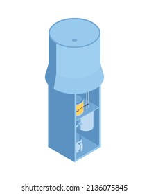 Composición de pronósticos de centros meteorológicos isométricos con aparatos de medición ilustración vectorial del gabinete