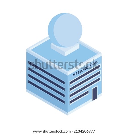 Isometric meteorological weather center forecasters composition with isolated building of meteo center vector illustration