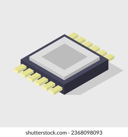 Isometric microchip illustrated on a background