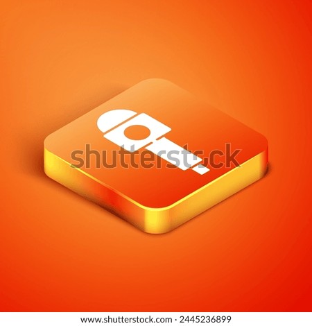 Isometric Microphone icon isolated on orange background. On air radio mic microphone. Speaker sign.  Vector