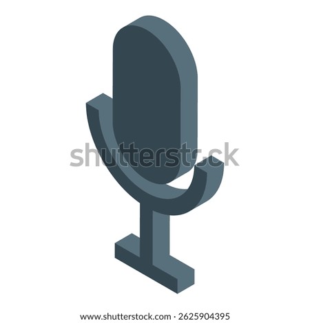Isometric microphone symbolizes audio recording, podcasting, broadcasting, and communication
