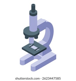 Microscópio isométrico que analisa uma amostra em ambiente laboratorial