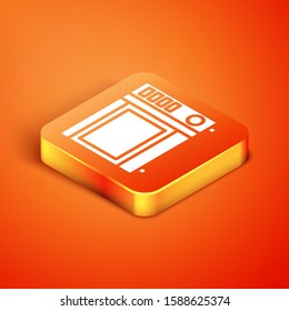Isometric Microwave oven icon isolated on orange background. Home appliances icon.  Vector Illustration