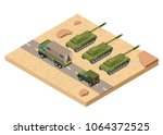 Isometric military army low poly base background