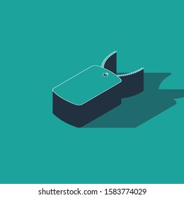 Isometric Military dog tag icon isolated on green background. Identity tag icon. Army sign.  Vector Illustration