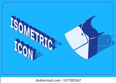 Isometric Military dog tags icon isolated on blue background. Identity tags icon. Army sign.  Vector Illustration