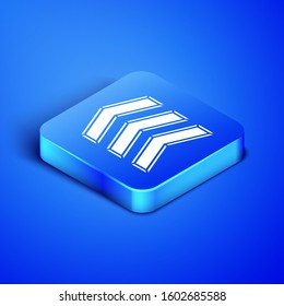 Isometric Military rank icon isolated on blue background. Military badge sign. Blue square button. Vector Illustration