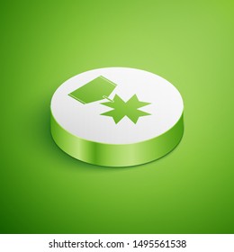 Isometric Military reward medal icon isolated on green background. 