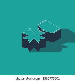 Isometric Military reward medal icon isolated on green background. Army sign.  Vector Illustration