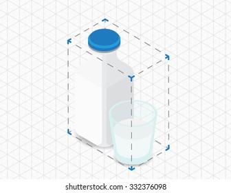 isometrische Milch in Umschließungskasten