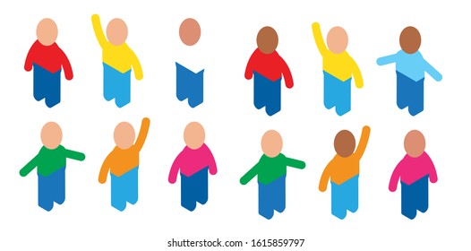 Isometric mini figures cartoon characters